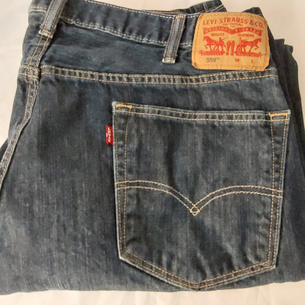 Levis 559 Relaxed Straight Blue Denim Jeans Mens 42 x 34